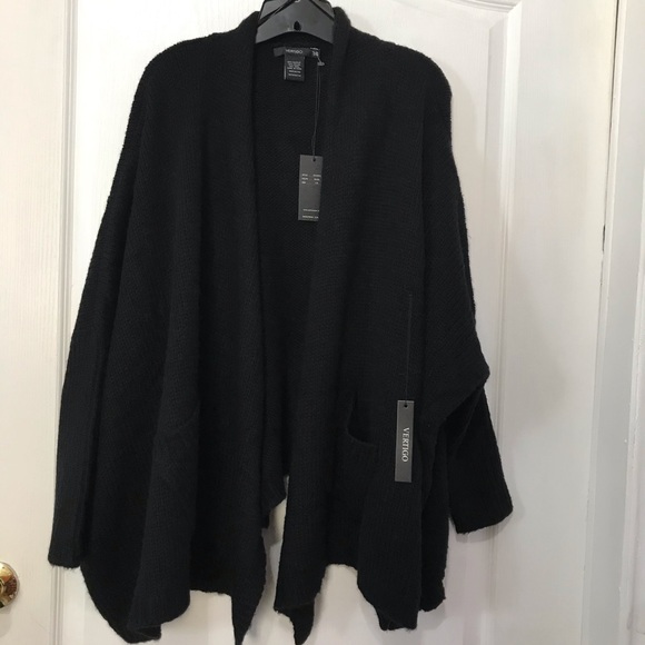 VERTIGO Black Oversized Wrap Cardigan Wool Bleed - Picture 1 of 7